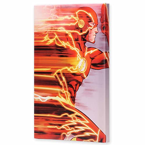 Open Road Brands DC Comics The Flash in Action Gallery Wrapped Canvas Wall Decor - The Flash Wall Art for Man Cave or Movie Room