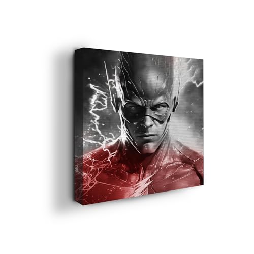 MAVIS PRINT Flash Canvas Wall Art 14x14 inches DC Comics Wall Decor | HD Printed & Wooden framed wall art | UV & Water Resistant Modern Wall Decor for Gift | Kids room Decor | Made in USA