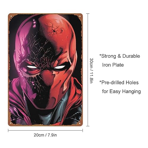 Red Hood Comic Poster Metal Tin Sign Wall Decor Signs,Retro Art Decor Metal Plaque Art 8x12 Inch