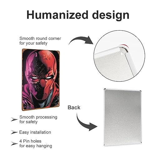 Red Hood Comic Poster Metal Tin Sign Wall Decor Signs,Retro Art Decor Metal Plaque Art 8x12 Inch