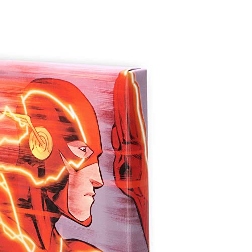Open Road Brands DC Comics The Flash in Action Gallery Wrapped Canvas Wall Decor - The Flash Wall Art for Man Cave or Movie Room