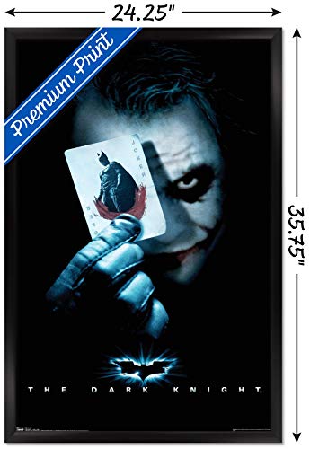 Trends International DC Comics Movie - The Dark Knight - The Joker with Batman Playing Card Wall Poster, 22.375" x 34", Black Framed Version