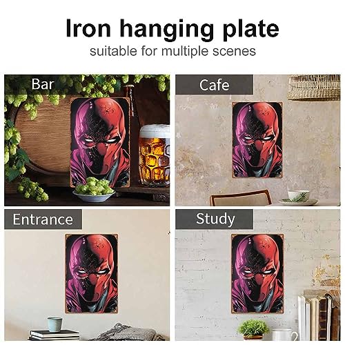 Red Hood Comic Poster Metal Tin Sign Wall Decor Signs,Retro Art Decor Metal Plaque Art 8x12 Inch
