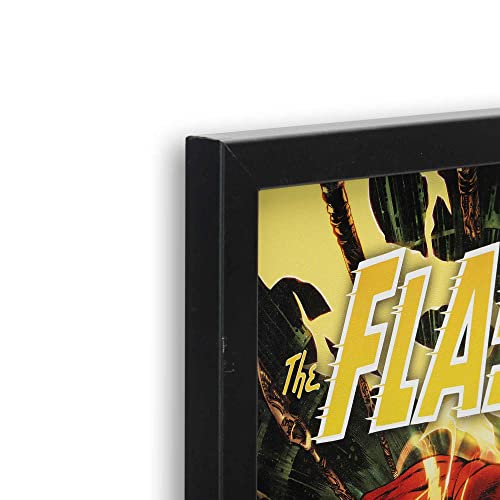 Open Road Brands DC Comics The Flash Fiery Scene Framed Wood Wall Decor - The Flash Wall Art for Man Cave or Movie Room
