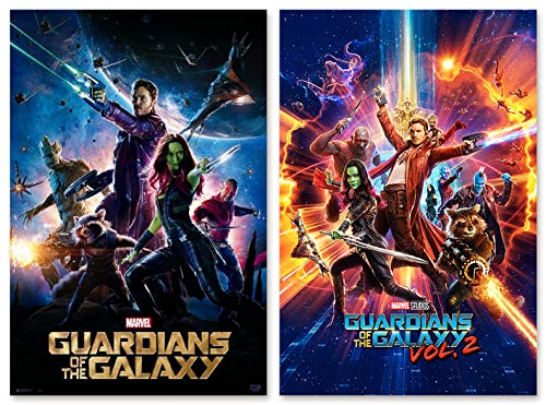 POSTER STOP ONLINE Guardians Of The Galaxy Part 1 & 2 - Movie Poster Set (Regular Styles) (Size 24 x 36 each)