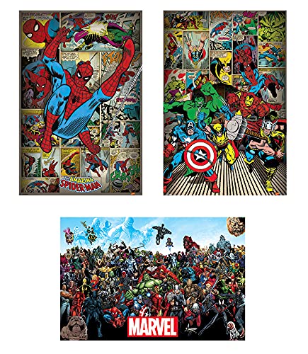 Marvel Comics Retro Posters - 3 Piece Poster Set #2 (Spider-Man, The Heroes & All Marvel Characters) (Size: 24" x 36" each)