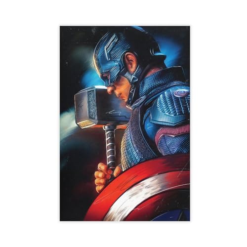 QINQUAN America Captain Movie Posters Wall Art Decor Print Canvas Poster Gifts for Boys And Girls Living Room Bedroom Decor Unframe:12x18inch(30x45cm)