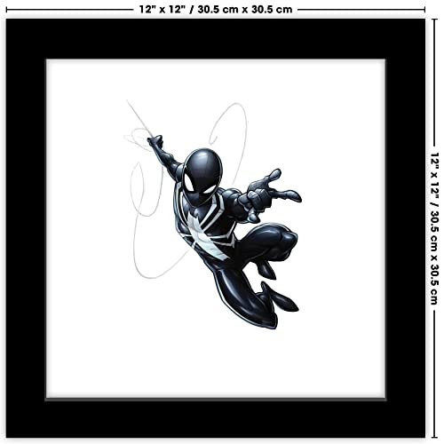 Trends International Gallery Pops Marvel Comics Spider-Man - Black Costume Spider-Man Wall Art Wall Poster, 12" x 12", Black Framed Version