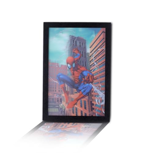 POP Creations Spider-Man Wall Decor, 13x19-Inch 3D Spider-Man Marvel Decor, Ready-to-Hang Marvel Wall Decor, Framed Superhero Wall Art, and Spider-Man Room Decor for Boys