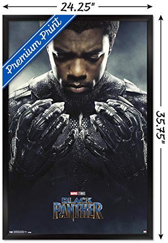 Trends International Marvel Cinematic Universe Black Panther - One Sheet Wall Poster, 22.375" x 34", Black Framed Version