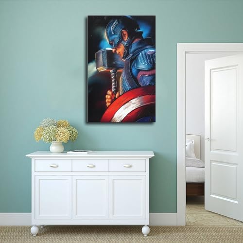 QINQUAN America Captain Movie Posters Wall Art Decor Print Canvas Poster Gifts for Boys And Girls Living Room Bedroom Decor Unframe:12x18inch(30x45cm)