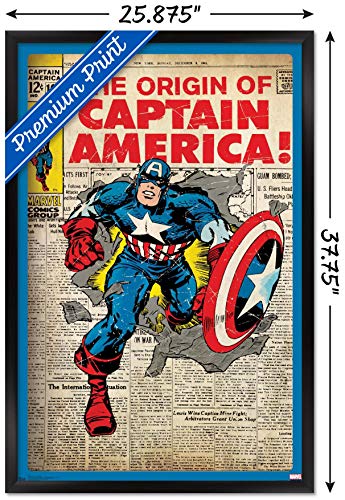 Trends International 24X36 Marvel Comics - Captain America - The Original Wall Poster, 24" x 36", Black Framed Version