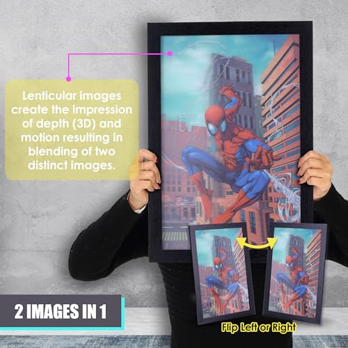 POP Creations Spider-Man Wall Decor, 13x19-Inch 3D Spider-Man Marvel Decor, Ready-to-Hang Marvel Wall Decor, Framed Superhero Wall Art, and Spider-Man Room Decor for Boys