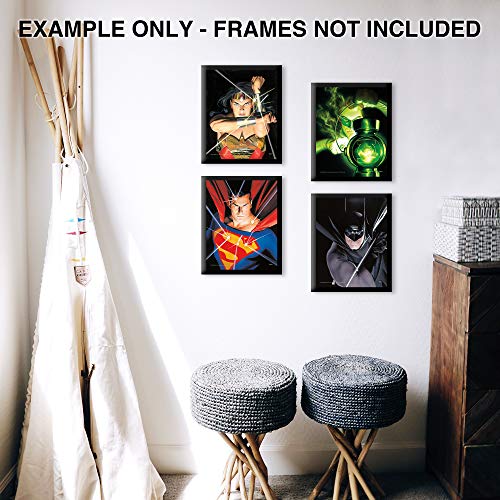 TRENDYPRINT DC Comics – Justice League – Alex Ross Art – Wonder Woman – Green Lantern – Superman - Batman - Set of Four 8" x 10" Wall Art – Great for Gifting or Collecting