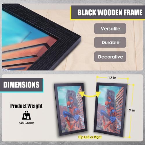 POP Creations Spider-Man Wall Decor, 13x19-Inch 3D Spider-Man Marvel Decor, Ready-to-Hang Marvel Wall Decor, Framed Superhero Wall Art, and Spider-Man Room Decor for Boys