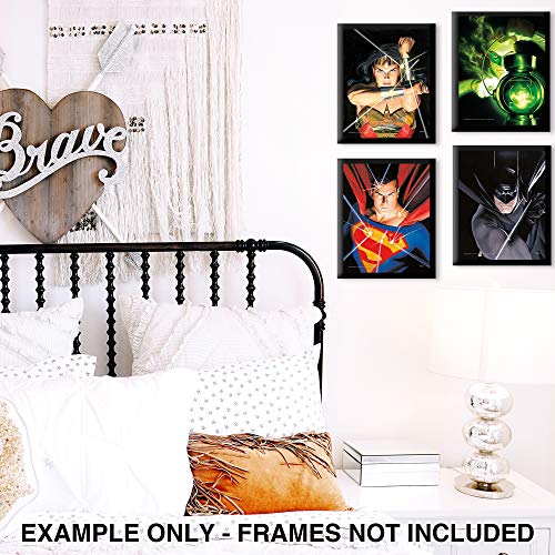 TRENDYPRINT DC Comics – Justice League – Alex Ross Art – Wonder Woman – Green Lantern – Superman - Batman - Set of Four 8" x 10" Wall Art – Great for Gifting or Collecting