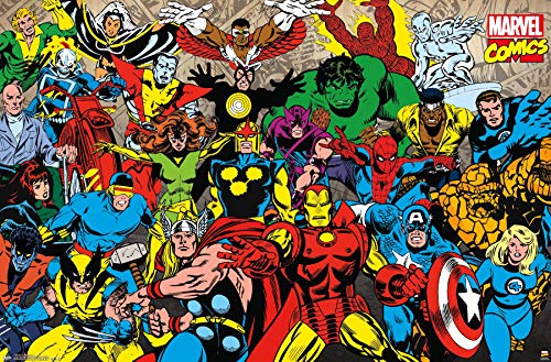 Trends International Marvel Comics - Retro Lineup Wall Poster, 22.375" x 34", Premium Unframed Version
