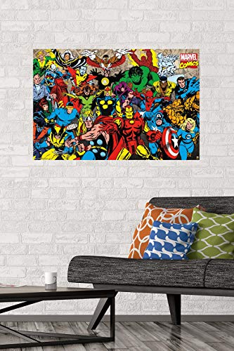Trends International Marvel Comics - Retro Lineup Wall Poster, 22.375" x 34", Premium Unframed Version