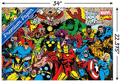 Trends International Marvel Comics - Retro Lineup Wall Poster, 22.375" x 34", Premium Unframed Version