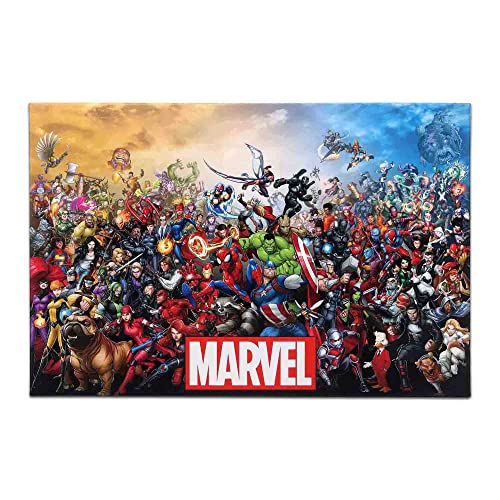 Marvel Character Collage Gallery Wrapped Canvas Wall Decor - Large Marvel Wall Art for Man Cave, Teen Room or Movie Room