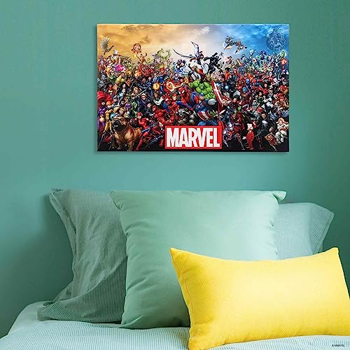 Marvel Character Collage Gallery Wrapped Canvas Wall Decor - Large Marvel Wall Art for Man Cave, Teen Room or Movie Room