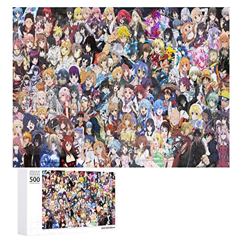 Zixxuil Collage Anime Characters Jigsaw Puzzle for Adult 500 Piece Puzzle for Kids & Teens & Elder Family Challenge Puzzles Gift of Mother's Day The Pieces Fit Together Perfectly 20.5"x15"