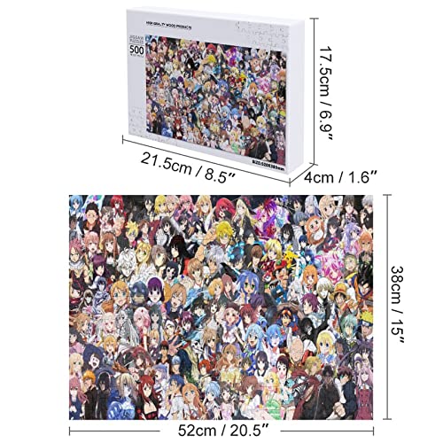 Zixxuil Collage Anime Characters Jigsaw Puzzle for Adult 500 Piece Puzzle for Kids & Teens & Elder Family Challenge Puzzles Gift of Mother's Day The Pieces Fit Together Perfectly 20.5"x15"