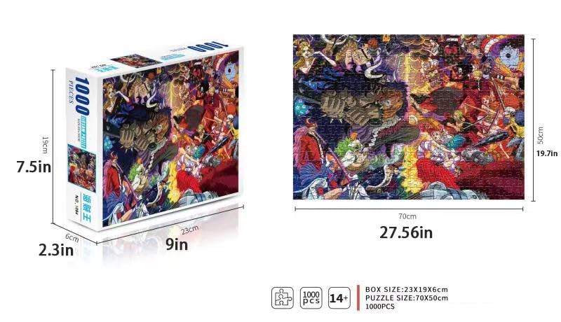 1000 Piece Jigsaw Puzzle ONE Piece Anime,Challenge Puzzle Gift,Monkey D. Luffy, Nami, Zoro, Chopper, and More Ideal Gift for Anime,Wano Country,Challenge Puzzle Gift, 27.59" L X 19.68" W