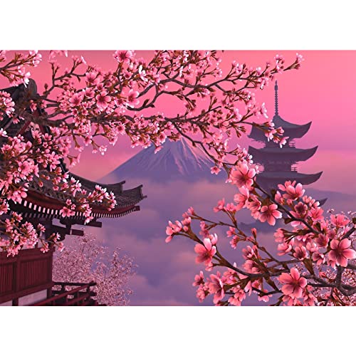 1000 Piece Jigsaw Puzzles Cherry Blossoms Puzzles Spring Mount Fuji Jigsaw Puzzle for Adult