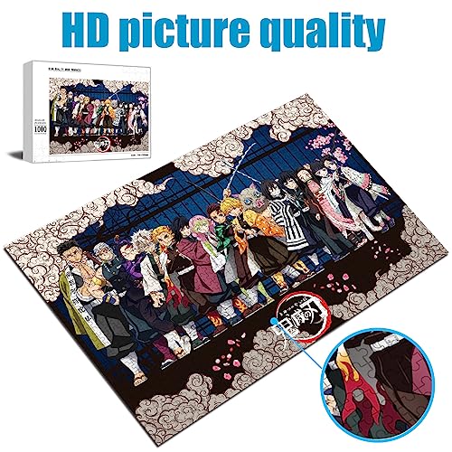 De-mon-Sla-yer Wooden Puzzle, 1000 Pieces Puzzle, Anime Merch, Brain-Teasing Puzzle Suitable for Adults, Children, and The Whole Family, Wooden Jigsaw Gift that Exercises The Brain and Foster Patience