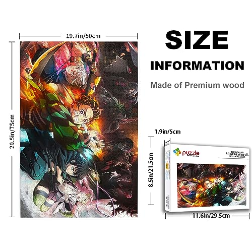 WSRXDMSN Anime Jigsaw Puzzles for Adults 1000 Pieces Wooden Collage Puzzle 29.5x20 in (1)