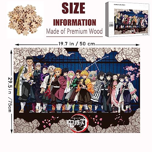 De-mon-Sla-yer Wooden Puzzle, 1000 Pieces Puzzle, Anime Merch, Brain-Teasing Puzzle Suitable for Adults, Children, and The Whole Family, Wooden Jigsaw Gift that Exercises The Brain and Foster Patience