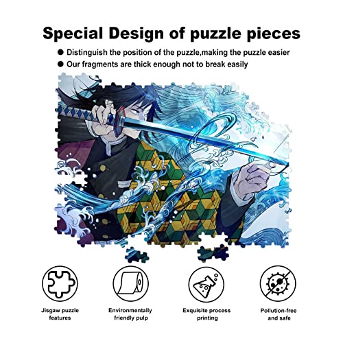 Anime Demon Slayer Puzzle for Child,Jigsaw Puzzles for Adults 500 Pieces Giyuu Sword Custom Wooden Puzzle Family Game Puzzles for Boys Girls and Adult