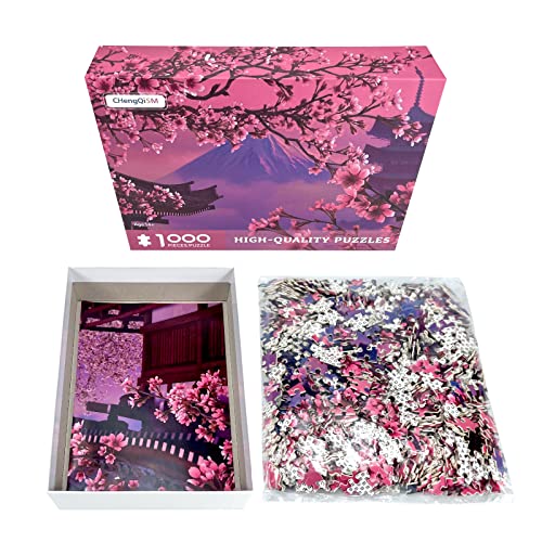 1000 Piece Jigsaw Puzzles Cherry Blossoms Puzzles Spring Mount Fuji Jigsaw Puzzle for Adult