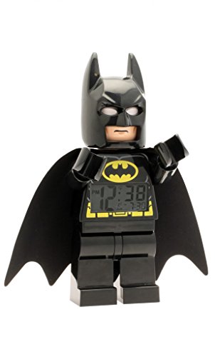 LEGO DC Comics Super Heroes Batman 9005718 Kids Minifigure Light Up Alarm Clock | Black/Yelow | Plastic | 9.5 inches Tall | LCD Display | boy Girl | Official