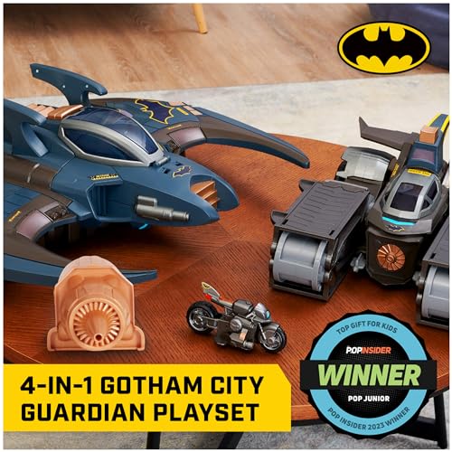 DC Comics Batman, Gotham City Guardian Playset, 4-in-1 Transformation, Batman Figure, Lights & 40+ Sounds, Kids Toy for Boys & Girls Ages 5+