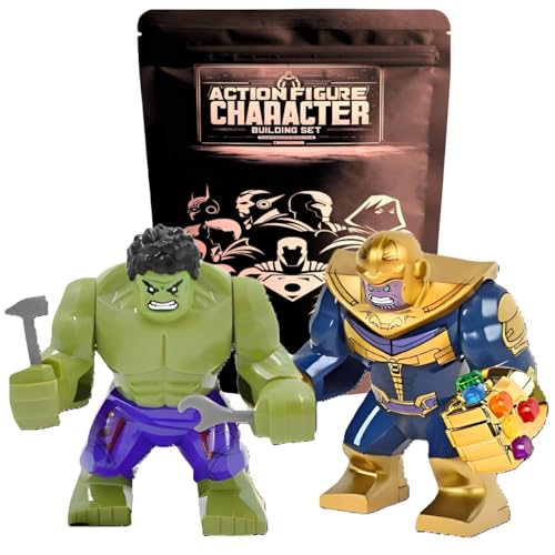 Large Action Figure Set - 2pcs | Compatible with Major Building Block Brands | Great Gift for Kids (HuIk vs. Than)