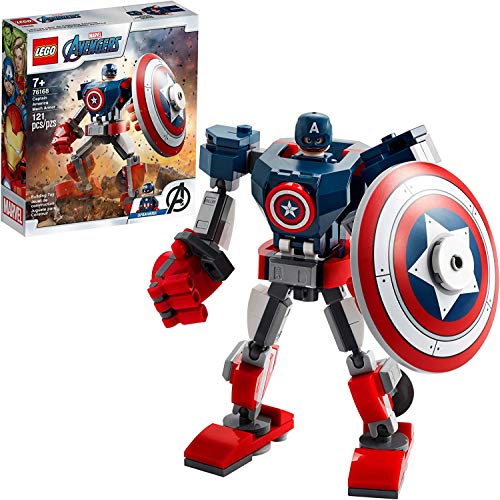 LEGO Marvel Avengers Classic Captain America Mech Armor 76168 Collectible Captain America Shield Building Toy, New 2021 (121 Pieces)