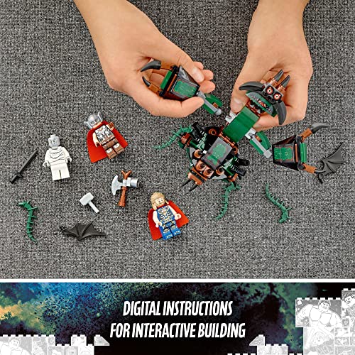 LEGO Marvel Attack on New Asgard, Thor Buildable Toy 76207 with Hammer, Stormbreaker and Monster Figure, Love and Thunder Movie Set