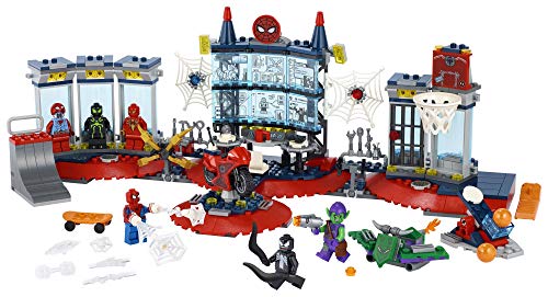 LEGO Marvel Spider-Man Attack on The Spider Lair 76175 Cool Building Toy, Featuring The Spider-Man Headquarters; Includes Spider-Man, Green Goblin and Venom Minifigures, New 2021 (466 Pieces)