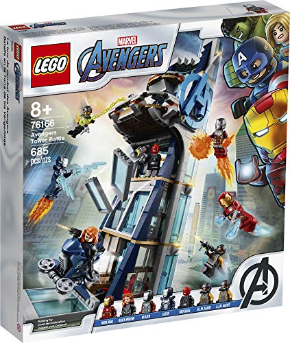 LEGO Marvel Avengers: Avengers Tower Battle 76166 Collectible Building Toy with Action Scenes and Superhero Minifigures; Cool Holiday or Birthday Gift (685 Pieces)