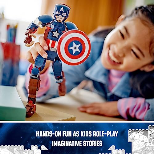 LEGO Marvel Captain America Construction Figure 76258 Buildable Marvel Action Figure, Posable Marvel Collectible with Attachable Shield for Play and Display, Avengers Toy for Boys and Girls Ages 8-12