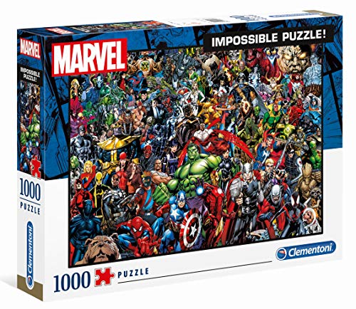 Clementoni Marvel Impossible Jigsaw Puzzle, 1000 Pieces, Puzzle for Superhero Enthusiasts, Difficult Puzzle, Challenge for Adults, Fun, Made in Italy, 39411
