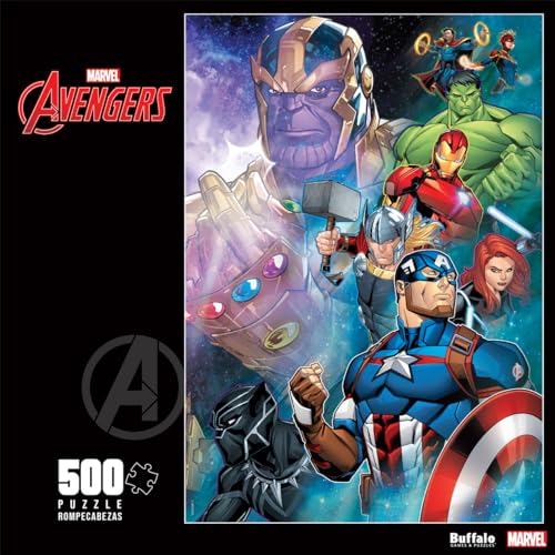 Buffalo Games - Marvel - Thanos Vs. The Avengers - 500 Piece Jigsaw Puzzle for Adults Challenging Puzzle Perfect for Game Nights - Finished Size 21.25 x 15.00