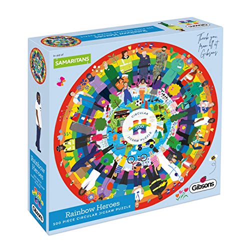 Rainbow Heroes Illustrated by Charlotte Pepper - Gibsons Puzzle - 500 Piece Circular Puzzle for Teens and Adults