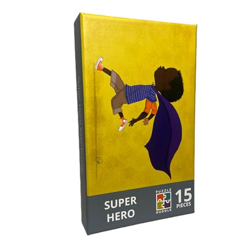 Puzzle Huddle, Super Hero, Kids Jigsaw Puzzle, 9in x 12in, 15 Pieces, Educational, Inspirational, and Diversity, Age 3+, Ages 3-5, Black Boy Character, Black Kids, Preschool, Kindergaten
