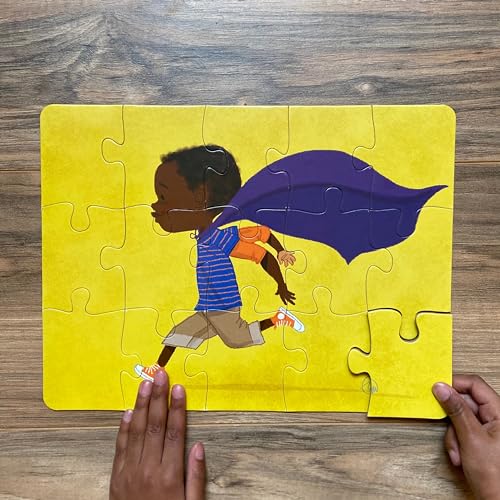 Puzzle Huddle, Super Hero, Kids Jigsaw Puzzle, 9in x 12in, 15 Pieces, Educational, Inspirational, and Diversity, Age 3+, Ages 3-5, Black Boy Character, Black Kids, Preschool, Kindergaten