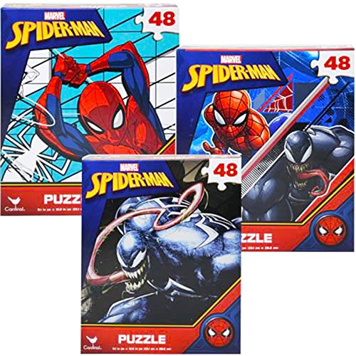Marvel Spider-Man Jigsaw Puzzle Bundle ~ Marvel Superhero Puzzle for Kids | Featuring Spiderman and Venom Jigsaw Puzzle with Spiderman Stickers and More (Spiderman Toys and Games).