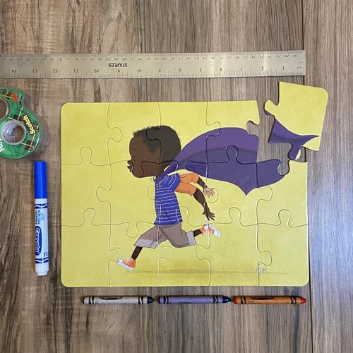 Puzzle Huddle, Super Hero, Kids Jigsaw Puzzle, 9in x 12in, 15 Pieces, Educational, Inspirational, and Diversity, Age 3+, Ages 3-5, Black Boy Character, Black Kids, Preschool, Kindergaten