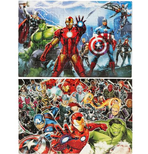 Avengers 100 Piece Puzzles for Kids Ages 4-8, 2 Pack Superhero for Disney Jigsaw Puzzle,16.2 x 10.6 Inch